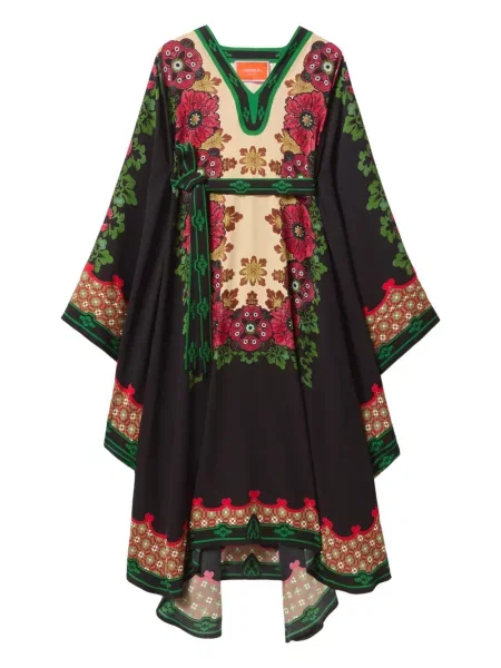 Rochie La Doublej cu model floral cu imagine de costum roșu