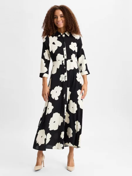 Y.A.S Sukienka YASSavanna Kobiety czarny|biały wzorzysty S biała