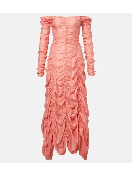 Rochie de cocktail Khaite cu volane roz