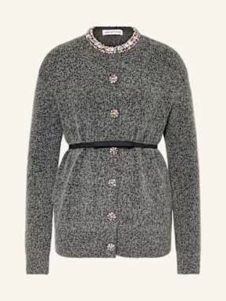 Self-Portrait Kardigan Z Kamykami Ozdobnymi I Błyszczącą Przędzą grau szary