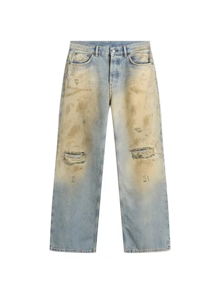 Baggy jeans Acne Studios z przetarciami niebieskie