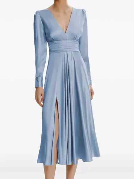 Lung rochie midi Framboise cu volane albastru