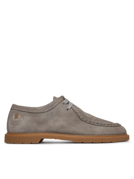Pantofi Tommy Hilfiger Lightweight Suede Apron Toe gri