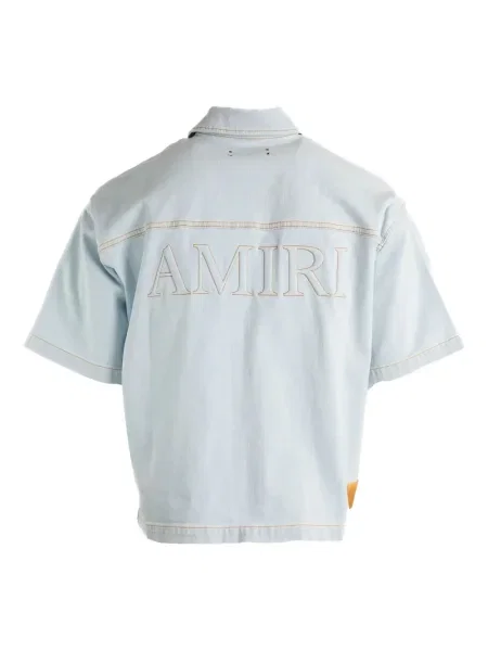 Cămașă Amiri cu broderie scurtă albastru