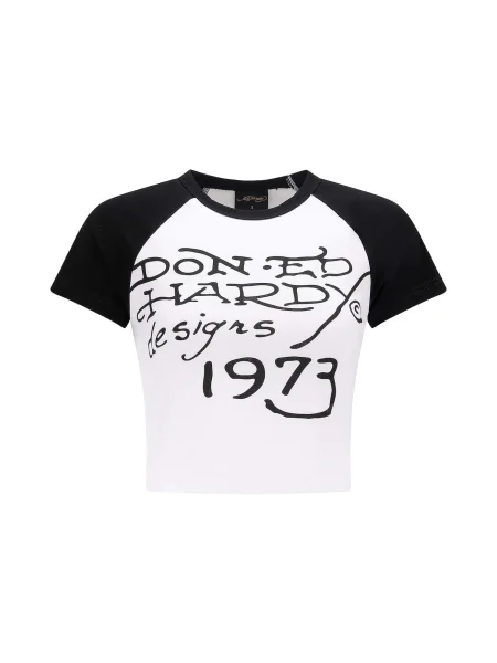 Ed Hardy Tricou Panther Ringer portocaliu / roșu / negru alb