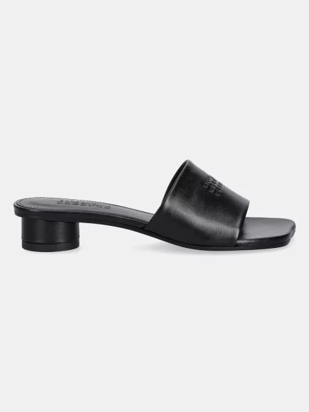 Кожаные шлепанцы Mm6 Maison Margiela черные