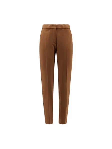 Lniane spodnie Max Mara brązowe