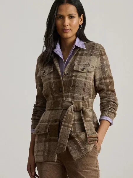 Сако Lauren Ralph Lauren с едно копче с десен кафяво