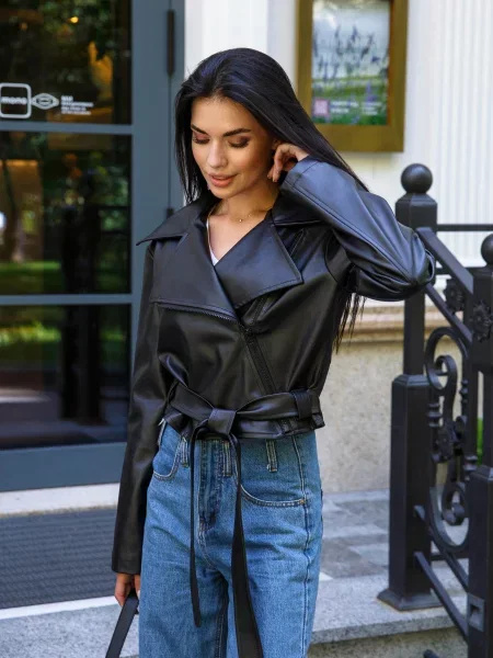 Jadone Fashion Шкіряна куртка Kurtka_Mriya_chor чорний