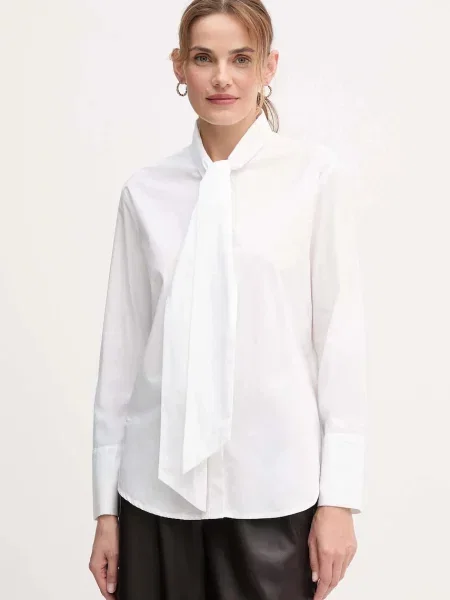 OUI cămașă din cu un decolteu legat regular alb