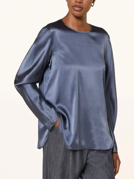 Mm By Max Mara Košilová Halenka Smalto S Hedvábím černošedá