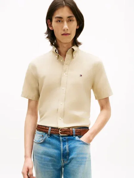 Tommy Hilfiger Cămașă | cu adaos de in bej