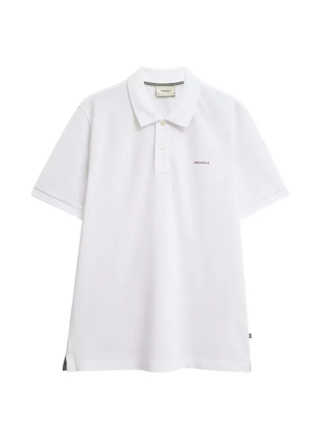 Scurt tricou polo Pringle Of Scotland cu autograf alb