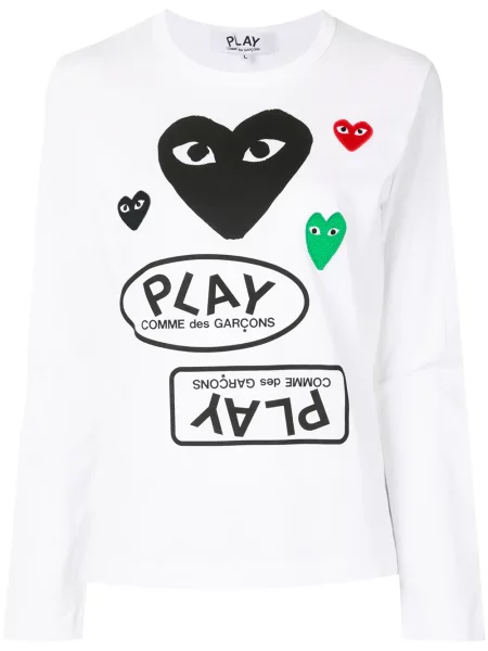Tricou mânecă lungă Comme Des Garcons Play cu imagine alb