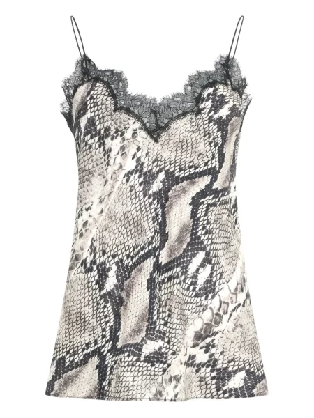 Top Roberto Cavalli cu imagine din dantelă cu model piele de șarpe gri