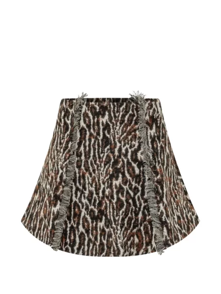 Fusta mini Ganni cu model leopard din jacard maro
