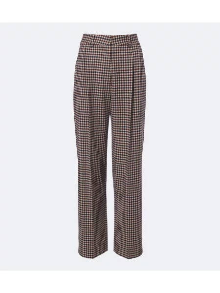 Pantaloni Blazé Milano de lână în carouri bej