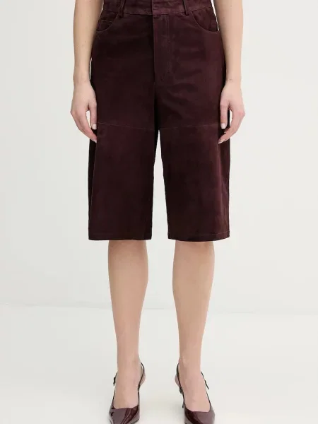 Marella pantaloni scurți din piele întoarsă SCOGLIO bordo
