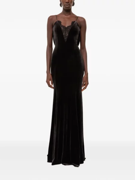 Rochie maxi Nissa de catifea negru