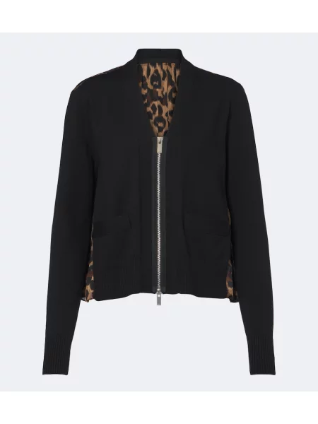Cardigan Sacai cu imagine cu model leopard