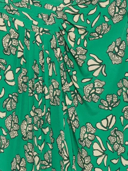 Fustă midi Ba&sh cu model floral cu imagine drapată verde
