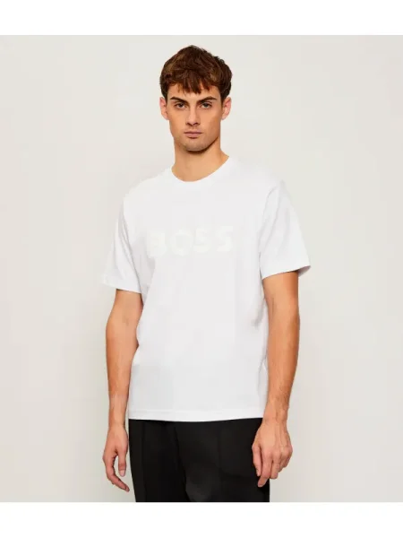 BOSS GREEN Tricou Mirror Iconic alb