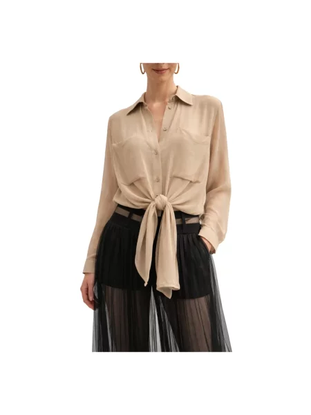 Jedwabna koszula Erika Cavallini beżowa