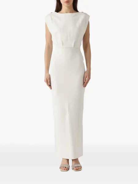 Maxi rochie maxi Elisabetta Franchi cu decolteu rotund de costum alb