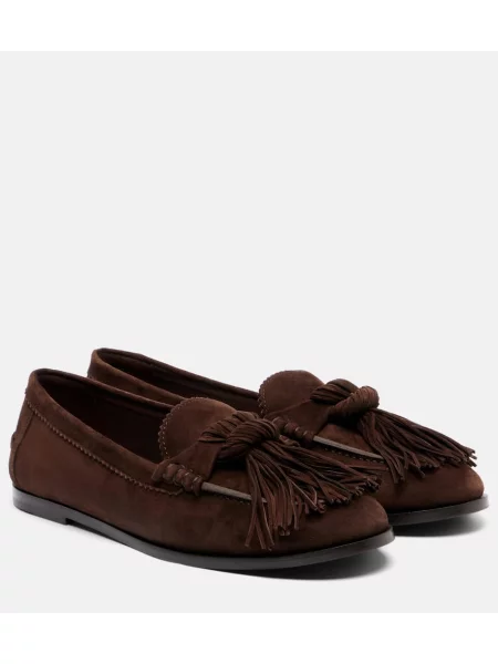 Pantofi loafer Aquazzura din piele de căprioară maro
