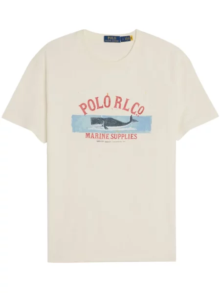 Krótka czapka z daszkiem Polo Ralph Lauren z twillu z nadrukiem brązowa