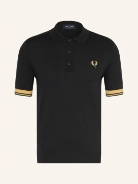 Fred Perry Dzianinowa Koszulka Polo schwarz czarna