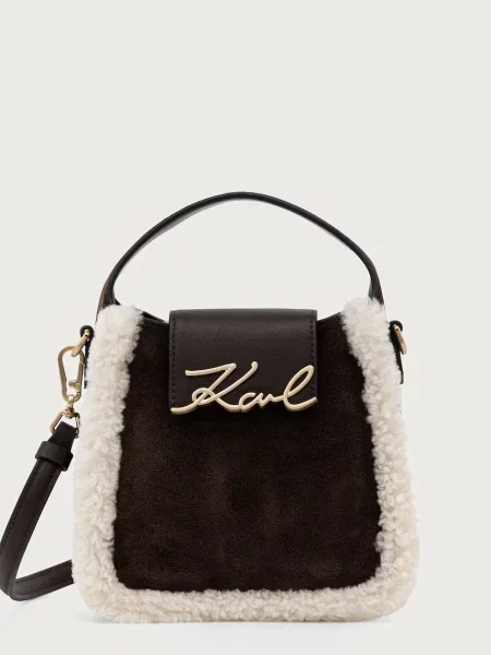 Karl Lagerfeld geantă crossbody pentru femei din piele maro