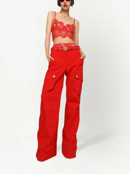 Nėriniuotos kelnaitės Dolce & Gabbana raudona