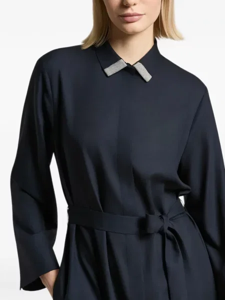 Gulerat cu centură rochie maxi Peserico albastru