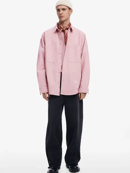 Desigual camasa din LADY barbati cu guler clasic regular roz