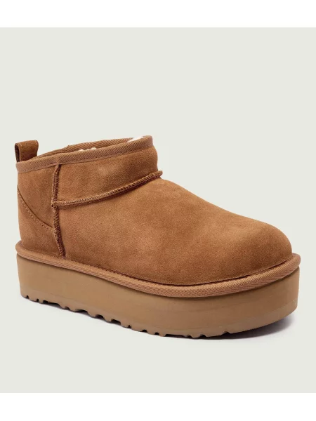 Velúr platform talpú klasszikus félcipő Ugg barna