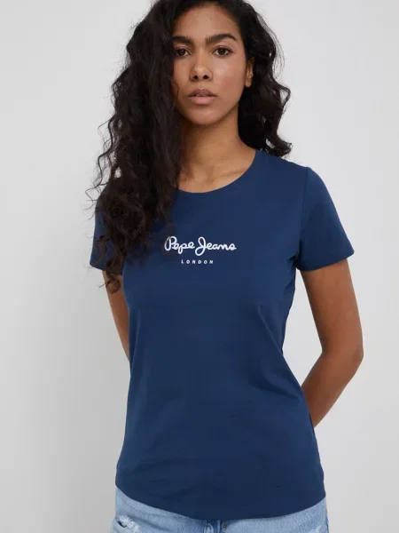 Pepe Jeans Póló New Virgina Sötétkék fehér