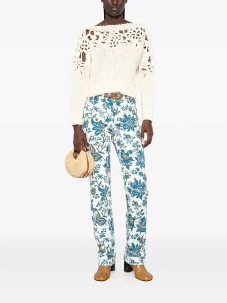 Blugi Etro cu model floral cu imagine alb