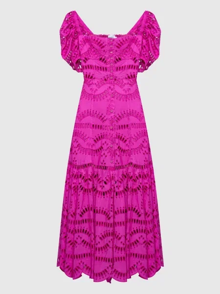 Платье-рубашка Charo Ruiz с вышивкой розовое