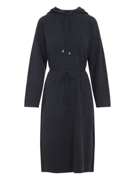 Dzianinowa sukienka midi Fabiana Filippi z kapturem do kolan szara