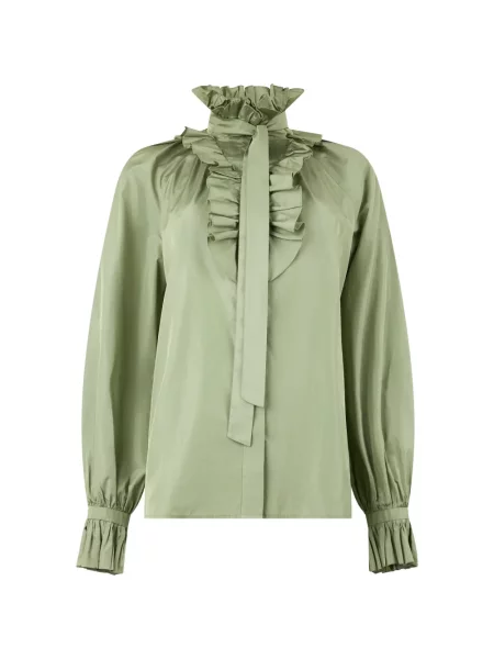 Bluză Alberta Ferretti cu volane verde