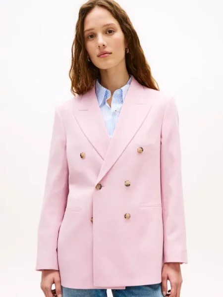 Tommy Hilfiger Sacou cu adaos de lână roz
