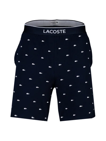 LACOSTE Pyžamové kalhoty tmavě modrá bílá