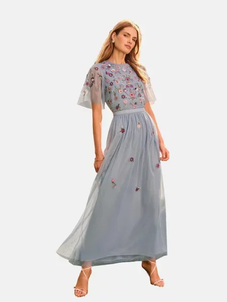 Love & roses Rochie de seară fumuriu / verde / ciclam / roz albastru