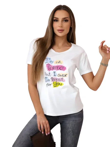 Halenka s potiskem Perfect white bílá