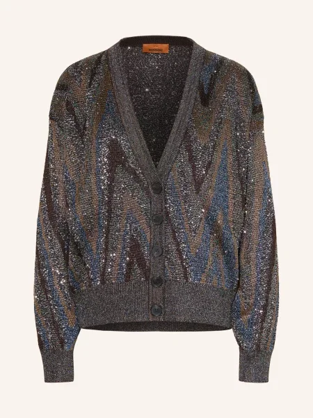 Missoni Pletený Svetr S Flitry A Třpytivou Přízí tmavě hnědá / hnědá / tmavě modrá