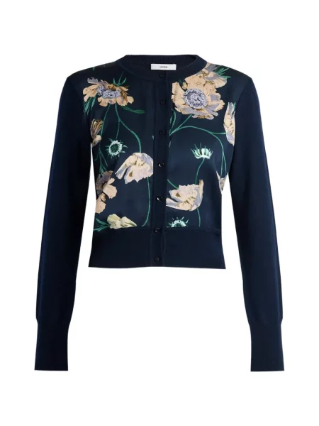 Decupat cardigan Erdem cu model floral cu imagine albastru