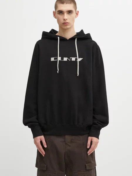 Rick Owens DRKSHDW hanorac de Oversized cu glugă cu imprimeu negru