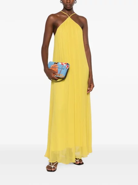 Rochie maxi Staud cu gât halter galben
