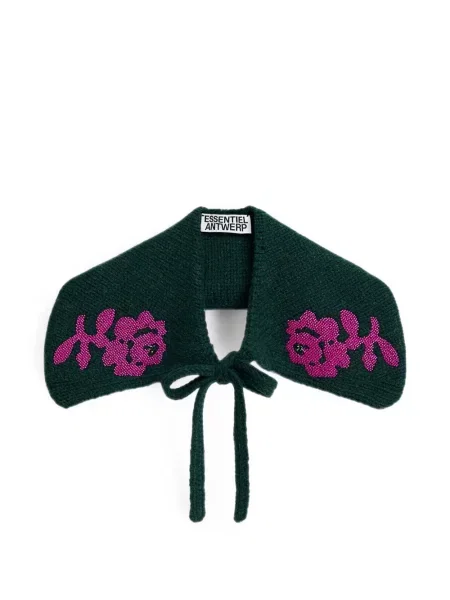 Gulerat fular Essentiel Antwerp cu model floral verde